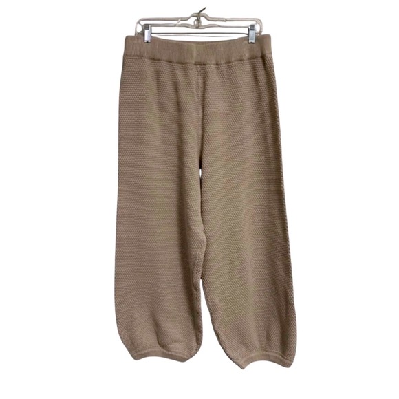 Free People Pants - FP Beach Free People Boho Tan Cotton Knit Wide Leg Loungewear Pants Large Crop